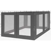 Markenlos 4 Seitenteile mit Moskitonetz für Pavillon 3x3m in Anthrazit RAL 7012