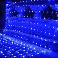 Lapalife 6x4m 672 LED Lichternetz 8 Lichtmodi Lichterkette Innen Weihnachten Party Garten Deko, Blau
