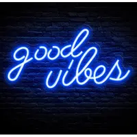 Lapalife Good Vibes Leuchtreklame LED Neonlicht USB Neonschild Neon Nachtlicht für Wand Kinderzimmer Spielzimmer Bar Party Weihnachten Dekoration, Blau