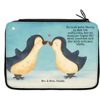 Mr. & Mrs. Panda Schreibmappe Pinguin Liebe Design - Weiß - Geschenk, Freundin, Etui, Federmappe, Bleistiftetui, Mäppchen, Federmäppchen, Love, Hochzeitstag, Vertraut