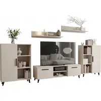 Matkam Wohnzimmermöbel-Set Oslo 2, 4-teilig, 1 x TV-Kommode , 2 x Wohnzimmerkommode, 2 x Hängeregale (Kaschmir)