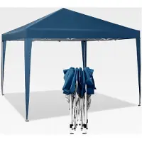 Markenlos Pop-Up Pavillon wasserdicht Faltpavillon Sonnenschutz Event Pavillon Gartenpavillon Terrasse Camping Festival Pagodenzelt Oxford Metallrahmen 3 x 3 m Blau