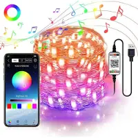 Lapalife RGB Dimmbar Lichterkette 10M 100 LED Bluetooth APP Kontrolle USB Kupferdraht Wasserdicht für Weihnachten Hochzeit Party