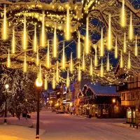 Lapalife Meteorschauer Regen Lichter, 192 LEDs Eiszapfen Lichterkette Wasserdicht für Innen Weihnachten Deko, Warmweiß
