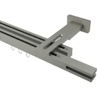 Interdeco Innenlaufstange / Gardinenstange mit Innenlauf Satin-Silber, Typ Quadline Diapo (Doppelstab), 20 x 20 mm 2-läufig, 420 cm