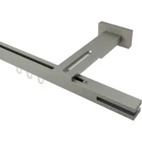 Interdeco Innenlaufstange / Gardinenstange mit Innenlauf Satin-Silber, Typ Quadline Diapo (Doppelstab), 20 x 20 mm 1-läufig, 420 cm