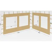 Markenlos 2 Seitenteile aus Polyester mit Fenster 300/400x195cm für Pavillon 3x4m in Beige RAL 1001 wasserdicht