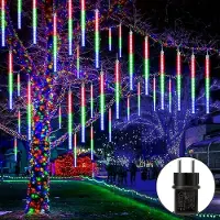 Lapalife 288 LED Eiszapfen Lichterkette Meteorschauer Regen Lichter Innen Garten Weihnachten Deko, Bunt, 50cm