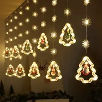 Lapalife 3m LED Weihnachten Lichterkette mit Schneeflocke 8 Lichtmodi Lichtervorhang Batteriebetrieben für Innen Fenster Party Deko