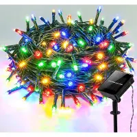 Lapalife 10m 100 LED Solar Lichterkette Wasserdicht 8 Lichtmodi für Außen Garten Hochzeit Party Weihnachten Deko, Bunt