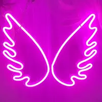 Lapalife Rosa Flügel Leuchtreklame LED Neonlicht USB Nachtlicht für Wand Zimmer Spielzimmer Bar Party Dekoration
