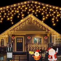 Lapalife LED Eiszapfen Lichterkette 5m Warmweiß 8 Lichtmodi mit Timer Lichtervorhang Innen Party Garten Weihnachten Deko
