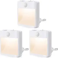 Lapalife 3 Stück LED Nachtlicht Steckdose Dimmbar Warmweiß mit Bewegungsmelder und Dämmerungssensor für Treppe, Schlafzimmer, Flur