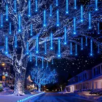 Lapalife Meteorschauer Regen Lichter, 192 LEDs Eiszapfen Lichterkette Wasserdicht für Innen Weihnachten Deko, Blau