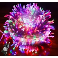 Lapalife 50M 400 LED Lichterkette 8 Lichtmodi Wasserdicht mit Timer Innen Party Hochzeit Weihnachten Deko, Bunt