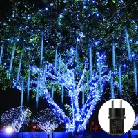 Lapalife 288 LED Eiszapfen Lichterkette Meteorschauer Regen Lichter Innen Garten Weihnachten Deko, Blau, 50cm