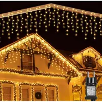 Lapalife 10m 400 LED Eiszapfen Lichterkette 8 Modi Lichtervorhang Wasserdichte Weihnachtsbeleuchtung Innen Deko, Warmweiß
