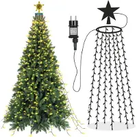 Lapalife 3M Weihnachtsbaum Lichterkette mit Stern 490 LED 8 Lichtmodi Christbaum Lichternetz Wasserdicht Christbaumbeleuchtung