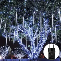 Lapalife 288 LED Eiszapfen Lichterkette Meteorschauer Regen Lichter Innen Garten Weihnachten Deko, Weiß, 50cm