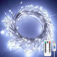 Lapalife 6m 200 LED Kupferdraht Cluster Lichterkette Wasserdicht 8 Lichtmodi USB mit Fernbedienung für Party Hochzeit Weihnachten Deko, Weiß