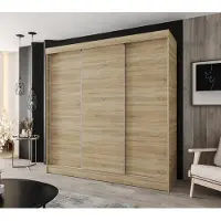 Caspian24 Schwebetürenschrank 3-türig 170x205 cm Eiche Sonoma – Moderner Kleiderschrank für Schlafzimmer und Flur