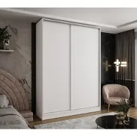 Caspian24 Moderner 2-türiger Kleiderschrank Weiß 170x58x250 cm – Drehtürenschrank für Flur, Schlafzimmer oder Ankleidezimmer