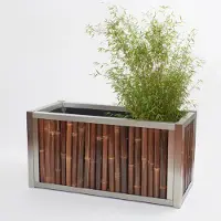 Bambusbasis Hochbeet - H: 57cm x B: 67cm x T: 44cm, V2A, Bambus dunkel