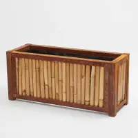 Bambusbasis Hochbeet - H: 70cm x B: 102cm x T: 44cm, Corten, Bambus hell