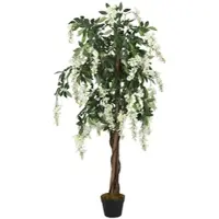 Furnicato Glyzinienbaum Künstlich 840 Blätter 150 cm Grün und Weiß