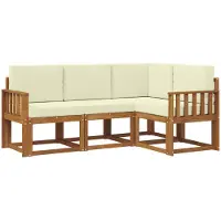 vidaXL Outdoor-Sofagarnitur 4 stk. Natur und Creme