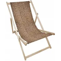 AllBags Liegestuhl klappbar aus Holz mit Flechtmuster in Rattan-Optik – Klappstuhl Klappliege Sonnenstuhl Strandstuhl Gartenliege
