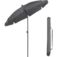Sekey Sonnenschirme Ø200 cm Balkonschirm Gartenschirm Terrassenschirm mit Schutzhülle Knickbar und Höhe Verstellbar UPF 50+, Dunkelgrau
