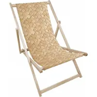 AllBags Liegestuhl klappbar aus Holz mit Flechtmuster – Klappstuhl Klappliege Sonnenstuhl Strandstuhl Gartenliege