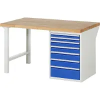 RAU Werkbank mit 7 Schubladen - Vollauszug - 60:2 / 90:2 / 120:2 / 180:1 - 890 x 1.500 x 900 mm (HxBxT) - Traglast 1.000 kg - Buche