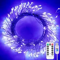 Lapalife 6m 200 LED Kupferdraht Cluster Lichterkette Wasserdicht 8 Lichtmodi USB mit Fernbedienung für Party Hochzeit Weihnachten Deko, Lila