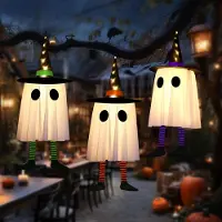 Lapalife 3er Set Halloween Hängende Geister mit Lichterkette LED Hängelicht Batteriebetrieben Dekoration für Innen Spukhaus Party