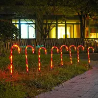 Lapalife 8er Set Solar LED Zuckerstange Lichterkette Wasserdicht 8 Beleuchtungsmodi Gartenleuchte für Außen Hof Rasen Weihnachten Deko