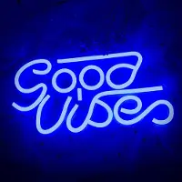 Lapalife LED Blau Good Vibes Leuchtreklame Nachtlicht Neonlicht für Wand Zimmer Spielzimmer Bar Party Dekoration