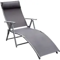 Furnicato Sonnenliege Klappbar Mit Kissen 7-fach Verstellbar Bis 165 Kg Grau
