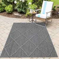 HomebyHome In & Outdoor Teppich Skandi Boho Stil Einfarbig Flachgewebe Wetterfest Wohnzimmer Balkon Terrasse Küchenteppich, Grösse: 160x230 cm