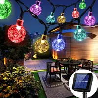 Lapalife Solar Kristall Kugel Lichterkette Bunt 8 Lichtmodi Außen Innen Deko für Garten Balkon Hochzeit Party Weihnachten, 9.5m 50LED