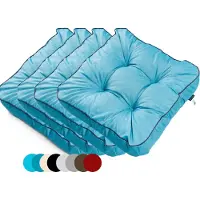 TexDeko 4er Pack Loungekissen Gartenpolster für Rattanmöbel UV-Schutz & Wasserabweisend 70x70x12 cm (Aqua)