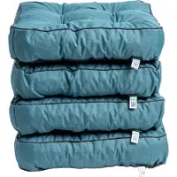 TexDeko 4er Pack Loungekissen Gartenpolster für Rattanmöbel UV-Schutz & Wasserabweisend 70x70x12 cm (Türkis)