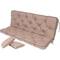 TexDeko Bankauflage mit Rückenlehne für Hollywoodschaukel wasserabweisend UV-beständig, 170x50x56cm, Taupe