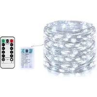 Lapalife 10m LED Kupferdraht Lichterkette 8 Modi Batteriebetrieb für Innen Party Hochzeit Weihnachten, Weiß