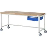 RAU Mobile Werkbank mit 1 Schublade - 150:1 - höhenverstellbar 880-1.080 mm - 2.000 x 700 mm (BxT) - Traglast 450 kg - Buche