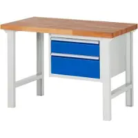 RAU Werkbank mit 2 Schubladen - Vollauszug - 150:1 / 210:1 - 840 x 1.250 x 700 mm (HxBxT) - Traglast 750 kg - Buche