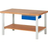RAU Werkbank mit Ablageboden - 1 Schublade - 150:1 - 840 x 1.500 x 900 mm (HxBxT) - Traglast 750 kg - Buche