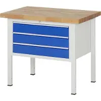 RAU Werkbank mit 3 XL Schubladen - Teilauszug - 120:3 - 840 x 1.000 x 700 mm (HxBxT) - Traglast 1.250 kg - Buche
