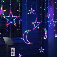 Lapalife 3m Solar LED Lichterkette Stern Mond Lichtervorhang 8 Lichtmodi Wasserdichte Außen Party Weihnachten Garten Terrasse Deko, Bunt
